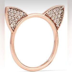 NWOT 14K Rose Gold over .925 Sterling Kitty Ears CZ Stacker Ring